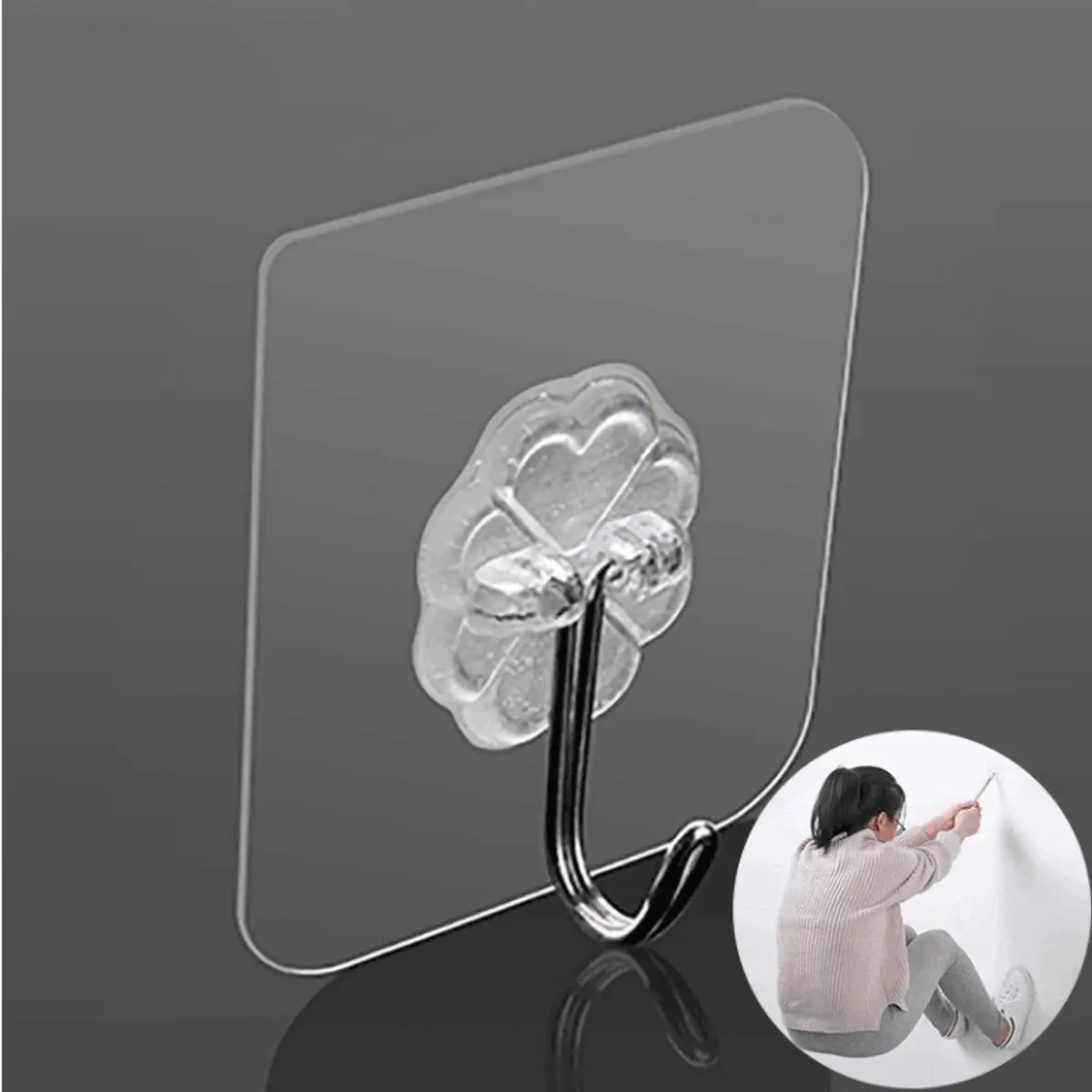 ( Quà Tặng ) Móc Dán Tường Trong Suốt Chịu Lực Tốt Siêu Dính Chắc Chắn mocdantuong inox
