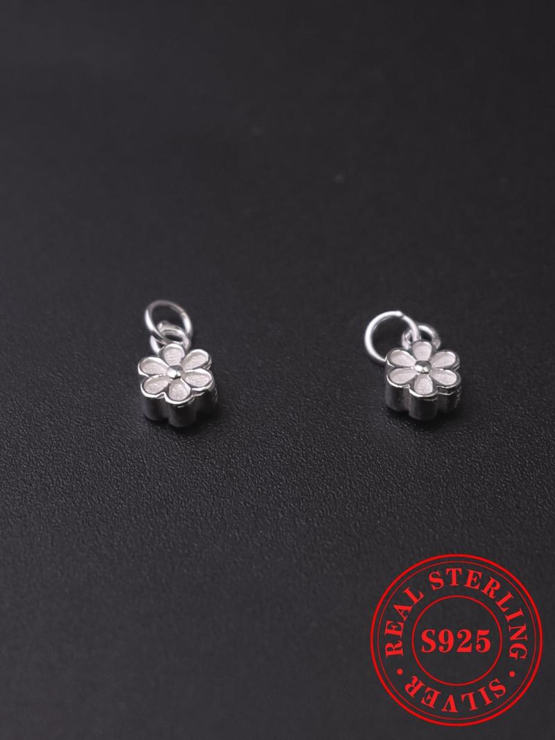 Product Introduction of S925 Sterling Silver Flower Design Pendant Charms, Fashionable DIY Jewelry Accessories for Bracelet & Necklace, Trendy All-match & Exquisite DIY Jewelry for Birthday Gift 0