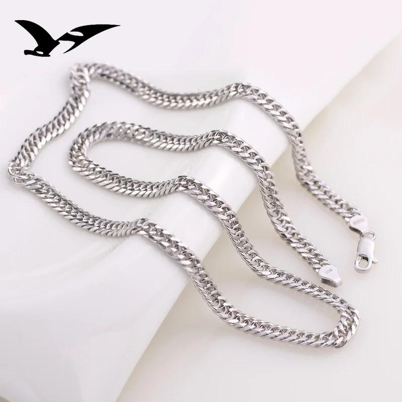 Product Introduction of Fashion original brand 925 Sterling Silver man 6MM geometric chain bracelets neckalces for women Party wedding jewelry sets 5