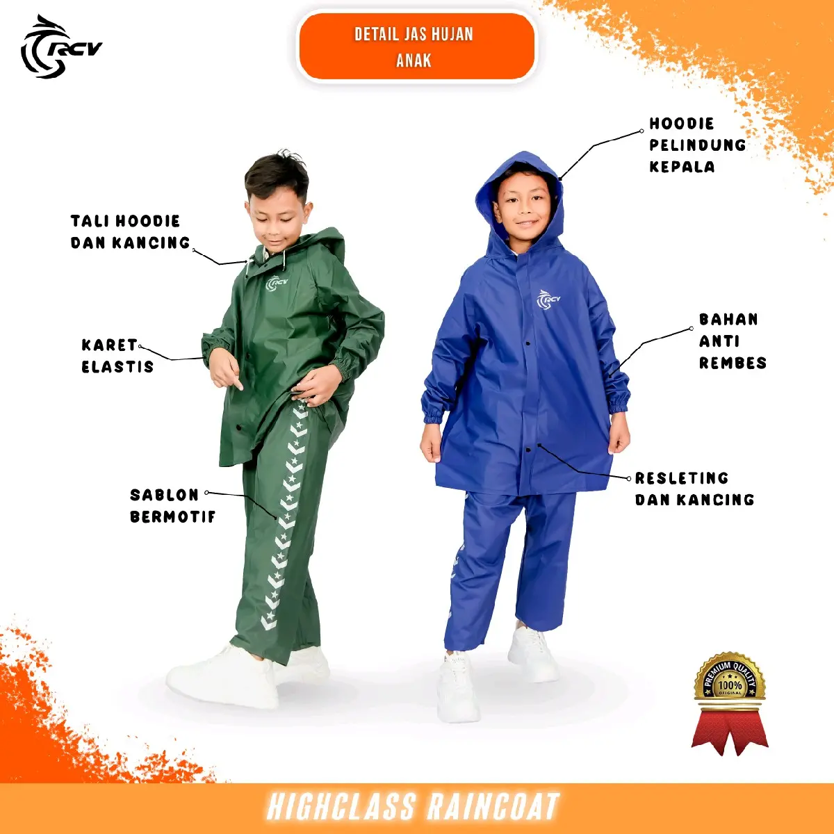 Jas Hujan Anak Mantel Anak Laki-laki Perempuan Raincoat kids Best Quality Anti Rembes setelan Tahan air Pvc