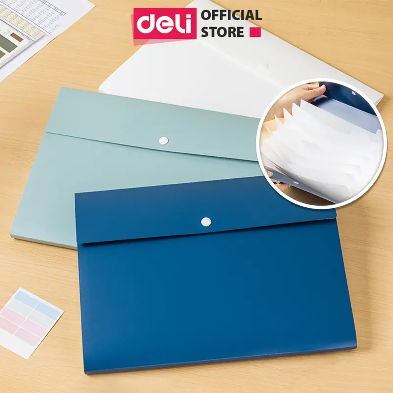 Túi Đựng Tài Liệu 8 Ngăn A4 Deli File Cặp Tệp Đựng Tài Liệu Chia Nhiều Ngăn Bìa Hồ Sợ Nhựa Cứng Chứng Từ Giấy Tờ 0