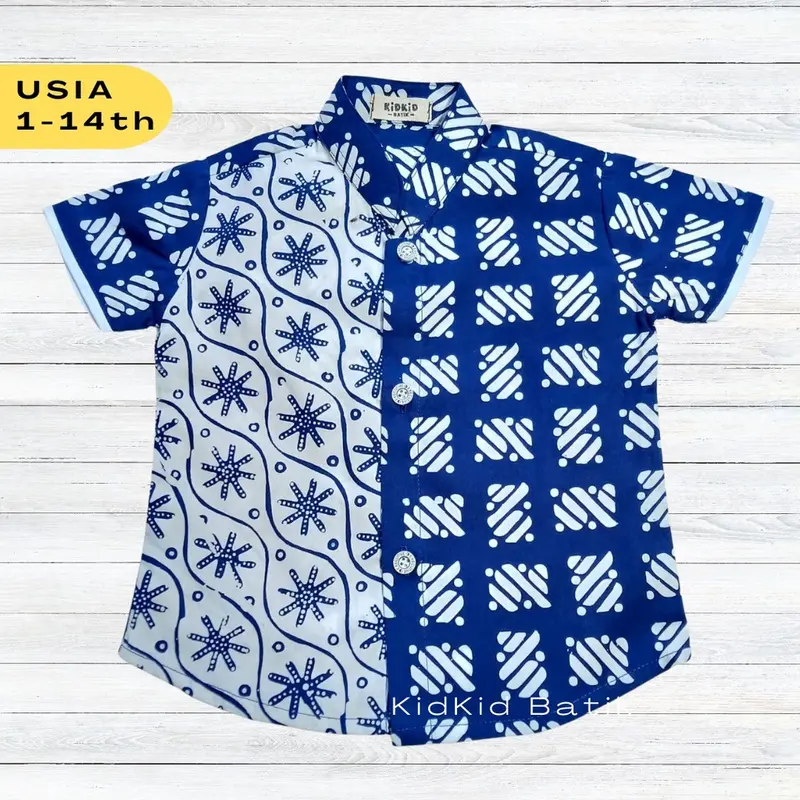 Batik Couple Anak Baju Batik Anak Couple Kakak Adik Warna Biru Kemeja Dress Sarimbit 2