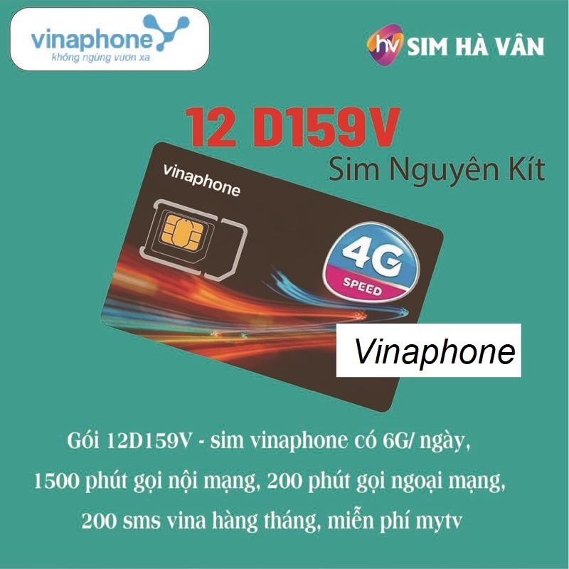 Sim Vinaphone 5G - Gói 12D159V - 12 tháng có 6G ngày 1500 phút gọi nội mạng 200 phút gọi ngoại mạng 200 sms vina hàng tháng miễn phí mytv