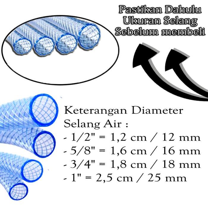 SELANG AIR 5 METER 1 ROL 1/2 5/8 3/4 1 INCH SERAT BENANG TRANSPARANT SELANG TAMAN ALAT CUCI MOTOR MOBIL COD 4