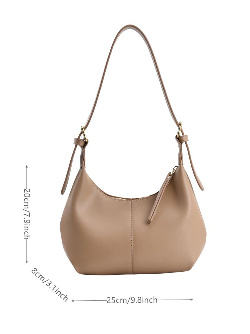 Product Introduction of Women's Simple Style Solid Color Hobo Bag, Fashionable Belted Design Shoulder Hobo Bag for Women, Casual Trendy Shoulder Bag For Daily Use 8