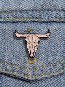 Broche de esmalte con diseño de cabeza de toro, lindo y creativo broche de aleación para uso diario, vacaciones y fiestas, ideal para regalo, accesorios de joyería