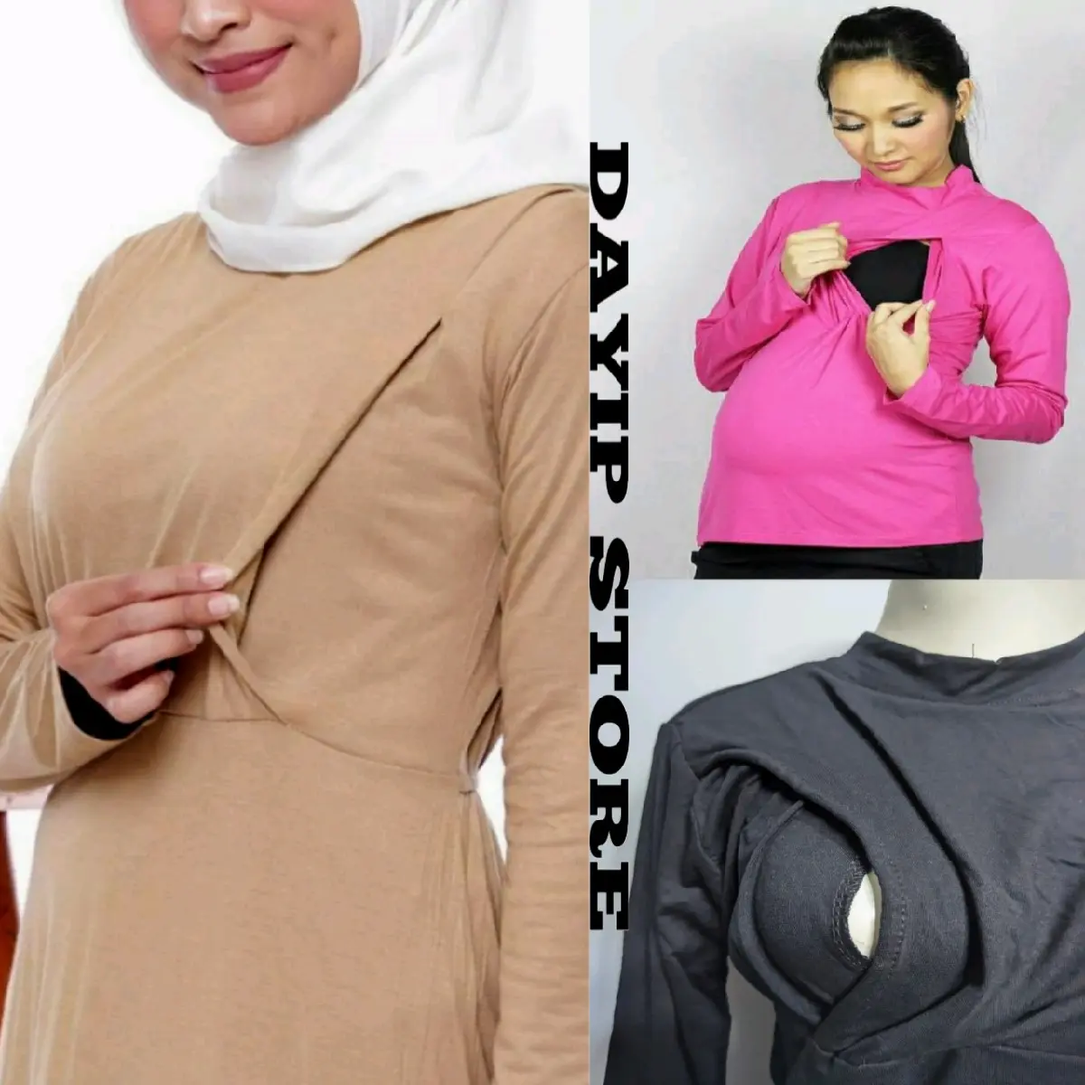 Manset Baju Inner Menyusui  Lengan Panjang Jahitan Samping Bahan Spandek Rayon Premium