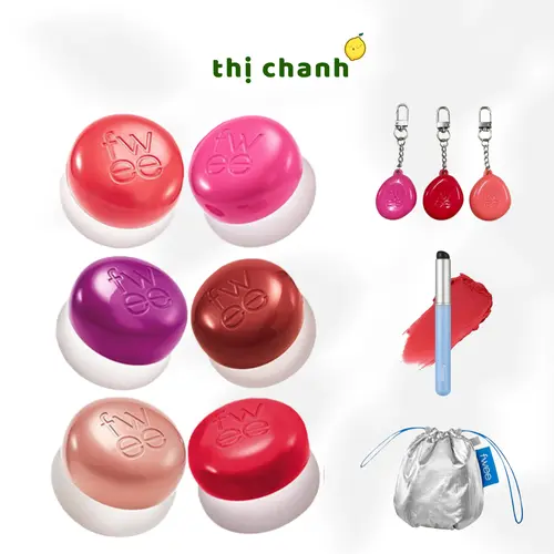 [Sẵn nhiều màu] Son kem bùn FWEE Lip & Cheek Blurry Pudding Pot + Keyring - Đủ màu