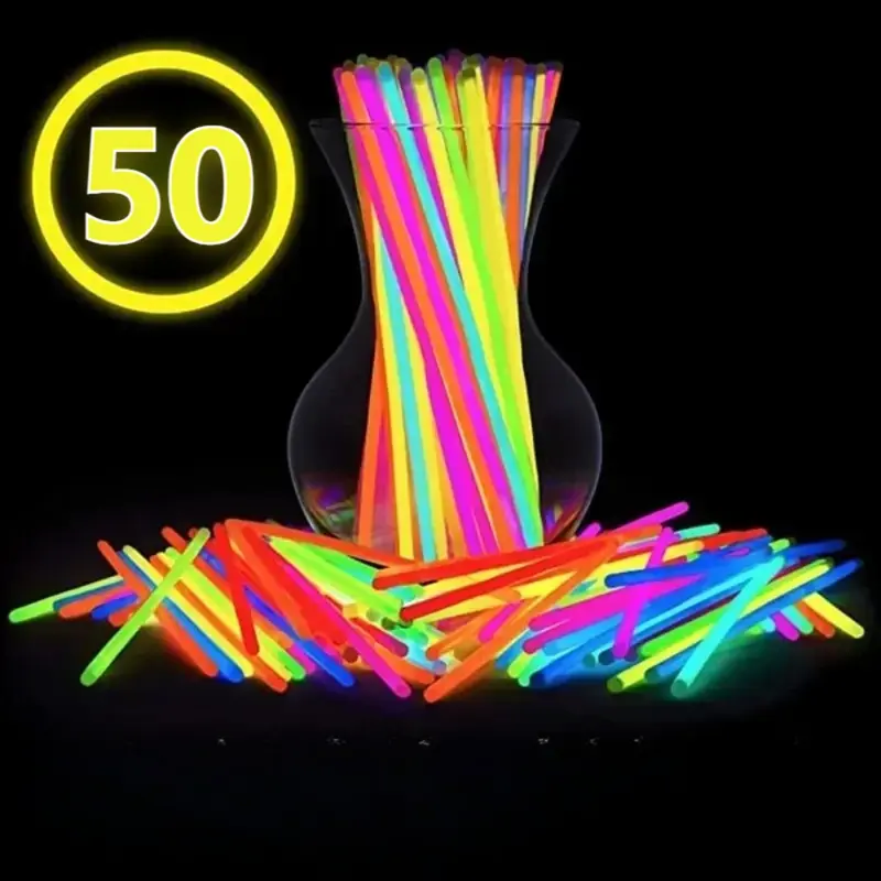 Product Introduction of 10-50Pcs Fluorescence Sticks Party Multicolor Glowing Stick Bright Colorful Light Bright Bendable Glow Bracelet Party Supplies 14