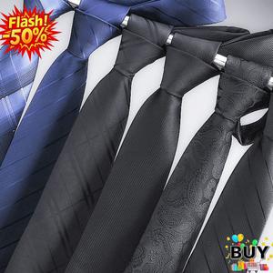 เนคไทคอสำหรับผู้ชาย, เนคไทแบบเป็นทางการซิป, เนคไทแบบมือ, เนคไททันที, สายคล้องคอที่ใช้งานง่าย, กว้าง 8 ซม., ลายสก๊อตสีฟ้าสีดำ, เนคไทโบว์สีทึบ