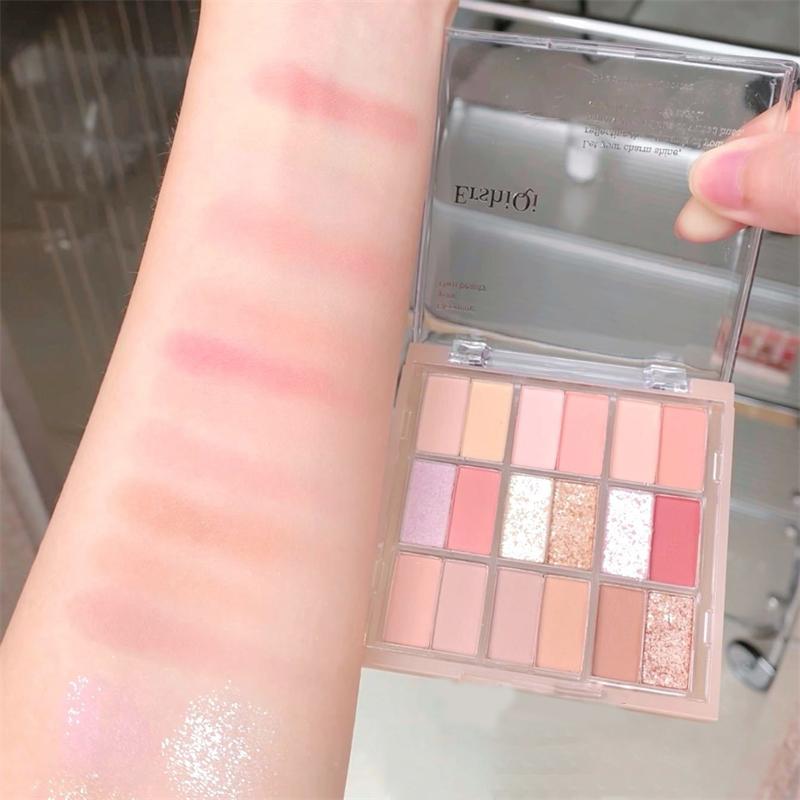 Product Introduction of 18 Color Eyeshadow Palette Glitter Pearly Eyeshadow Palette Long Lasting Korean Charming Eye MakeUp Palette Cosmetics for Women Powder Silky Cocoa 21