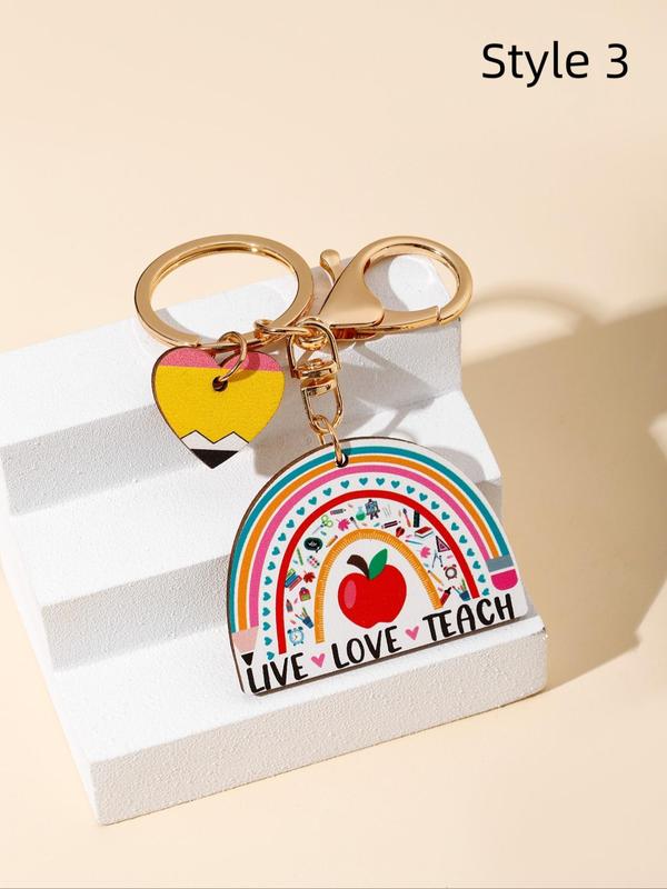 Creative Heart & Slogan Design Keychain, Cute Keychain for Teacher, Keychain Bag Pendant, Charms Car Keychain Accessories As Gift 4