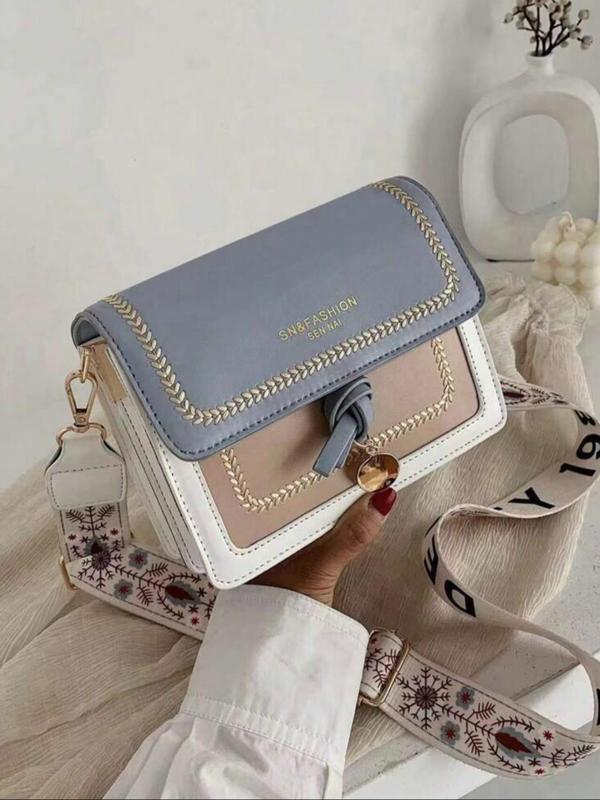 Fashion Colorblock Flap Square Bag, Casual PU Leather Crossbody Bag for Women, Trendy Versatile High-quality Daily Commuting Bag Designer Bags 1