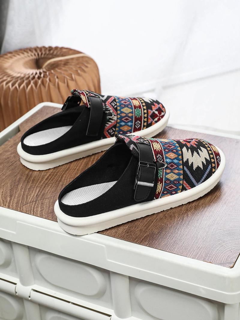 Product Introduction of Men's Fashionable Ethnic Pattern Slides, Casual Comfortable Breathable Lightweight Slides, Fashionable Slides for Daily Wear, Slippers, Boy 2