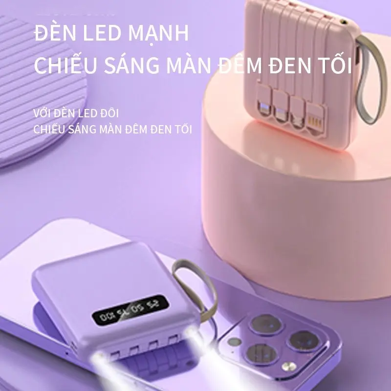 Pin dự phòng, Dung lượng 20000mAh, Hỗ trợ sạc nhanh 2.1a, Bộ sạc di động tích hợp 4 chiếc, Bảo hành 12 tháng 2