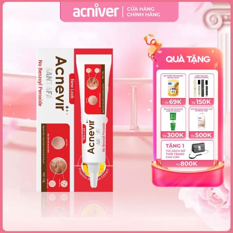 Kem Giảm Mụn Đầu Đen, Mụn Ẩn, Mụn Đầu Trắng, Mụn Cám Acnevir Santafa - Tuýp 15gr Skincare Làm Đẹp Da