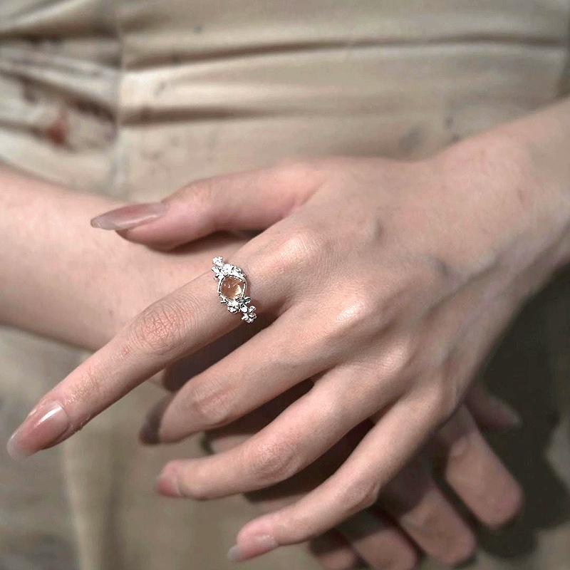 Nhẫn Citrine, Phong Cách Hàn Quốc, Làm Bằng Bông, Thiết Kế Kẹo Ngọt, Dành Cho Nữ, Thời Trang Sang Trọng Giá Cả Phải Chăng, Thích Hợp Cho Mùa Thu Và Mùa Đông, Nhẫn Đá Quý Phối Màu 2