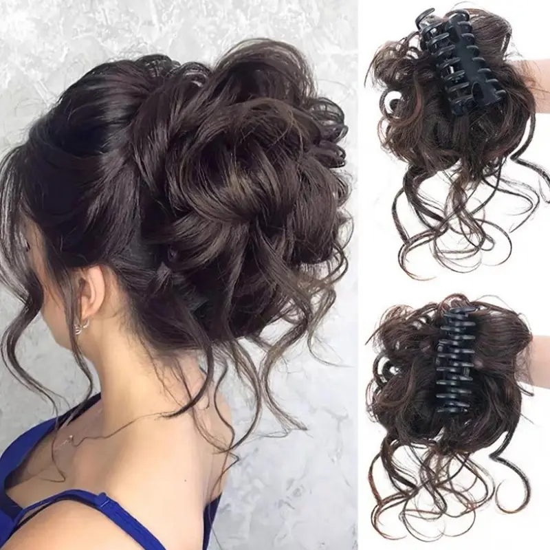 Búi Tóc Tổng Hợp, Kẹp Tóc, Kiểu Xoăn Lộn Xộn Và Scrunch Co Giãn, Kẹp Tóc, Kẹp Tóc Giả, Dành Cho Nữ, Kẹp Tóc, [UEE]