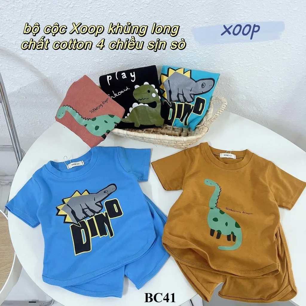 (7-17kg) Bộ cộc tay cotton - Bộ cộc tay XOOP  khủng long mẫu mới cho bé BC41  Shop Phúc Yến