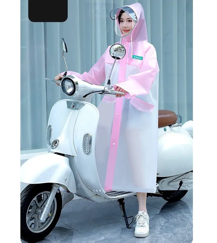 [Đeo được balo] Áo Mưa Trong Suốt Kiểu Dáng Thời Trang Có Khóa Kéo Và Có Nón Bảo Vệ Che Mưa Cực Tốt -YSM 5