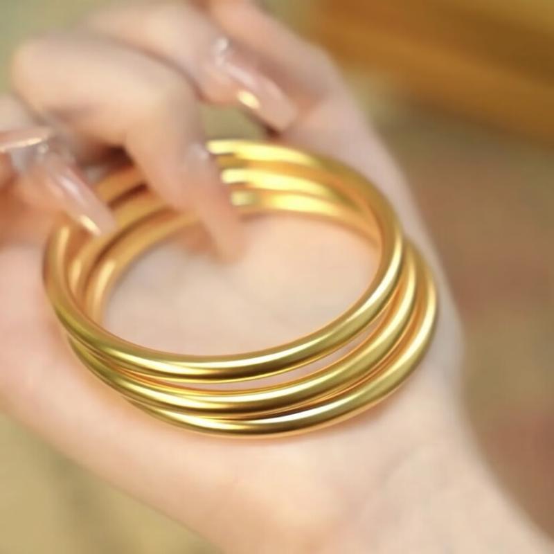 Women's 6.5 Stainless Steel Bangle Cubic Zirconia Bracelet,Gold plated