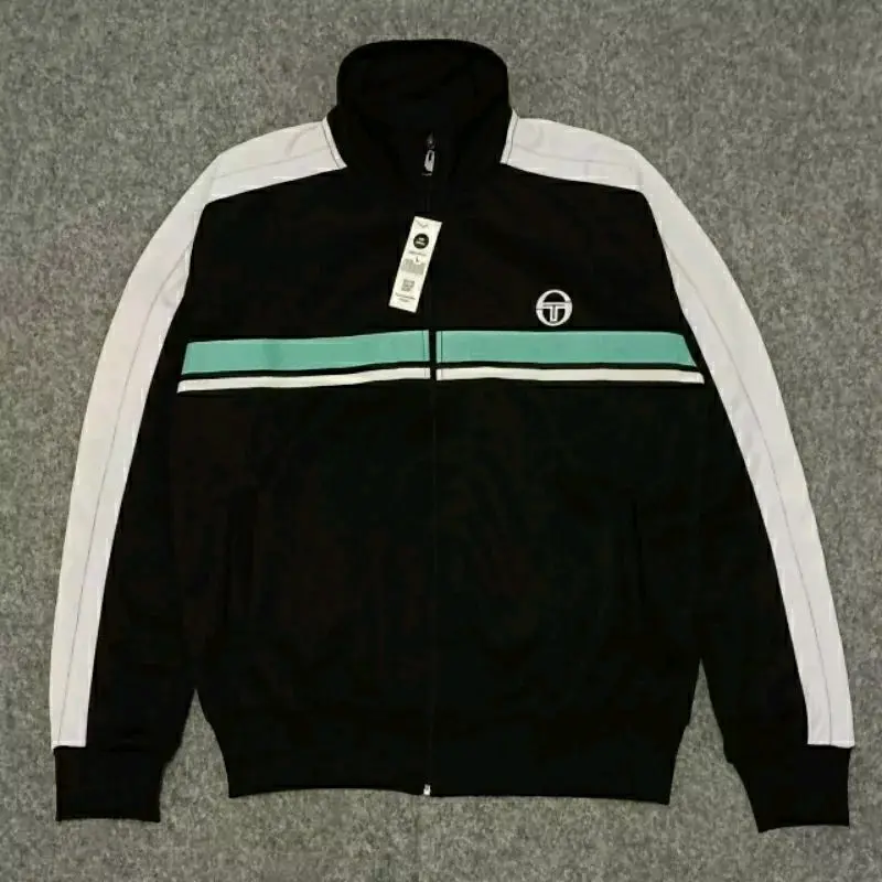 jaket tectop permium full tag & label Slim-fitting Katun Hitam Hitam 0
