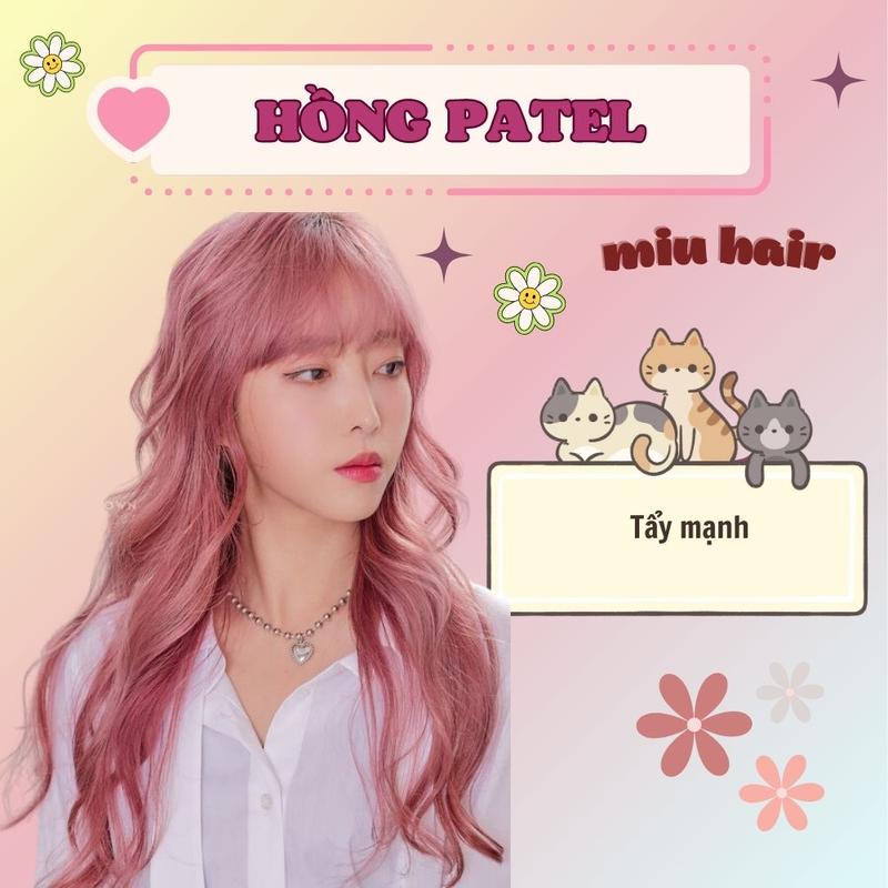 Nhuộm tóc màu hồng pastel , hồng trà sữa ( phải tẩy tóc hoặc lên từ nền vàng ) TẶNG full bộ dụng cụ ( bát ,lược, găng tay , chùm đầu )