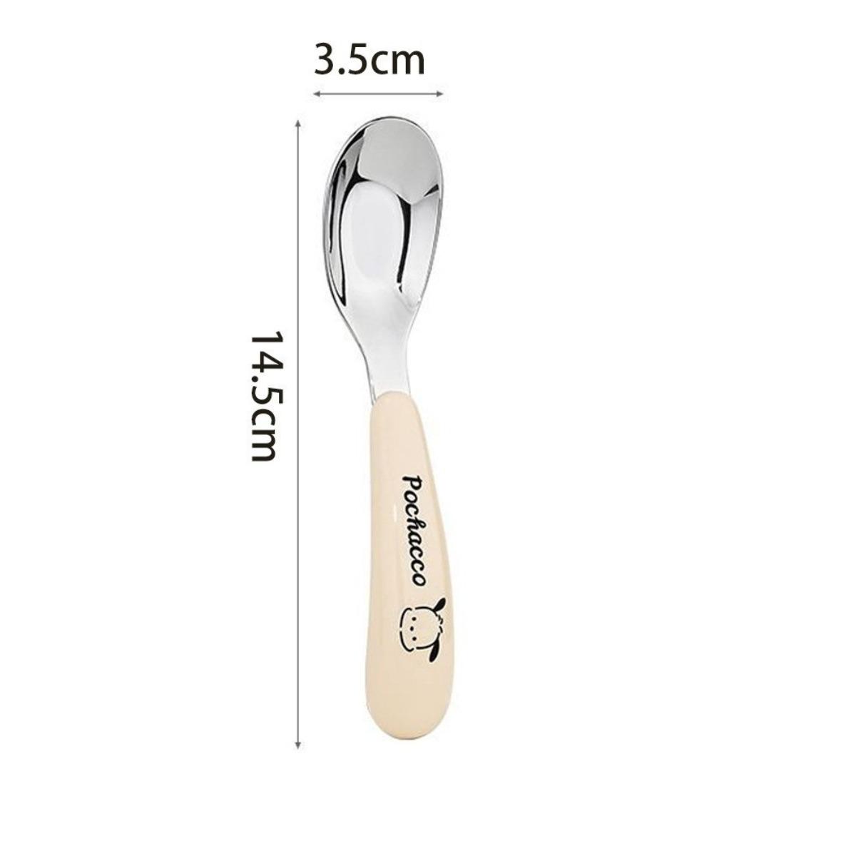 Set Sendok Garpu Bayi Stainless Steel dengan Kotak Gagang Silikon Lembut Set Alat Makan MPASI Anak Portable Travel Cutlery Set Sendok Garpu Sekolah Aman Anti Karat Ringan Higienis untuk Bayi Balita Belajar Makan Mandiri