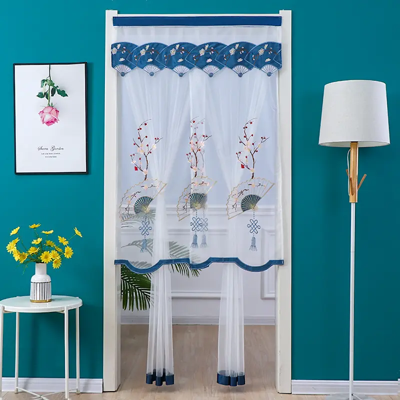 Rèm Lưới, Hai Lớp, 80 * 190 / 100 * 210cm, Thích Hợp Cho Phòng Khách Và Phòng Ngủ, Rèm Chống Muỗi, Rèm Không Cần Đục Lỗ, Rèm Ren, Rèm Cửa Ren, Thiết Kế Hình Quạt Mận, Thích Hợp Cho Phòng Ngủ Và Phòng Tắm, Rèm Thêu Mới 5
