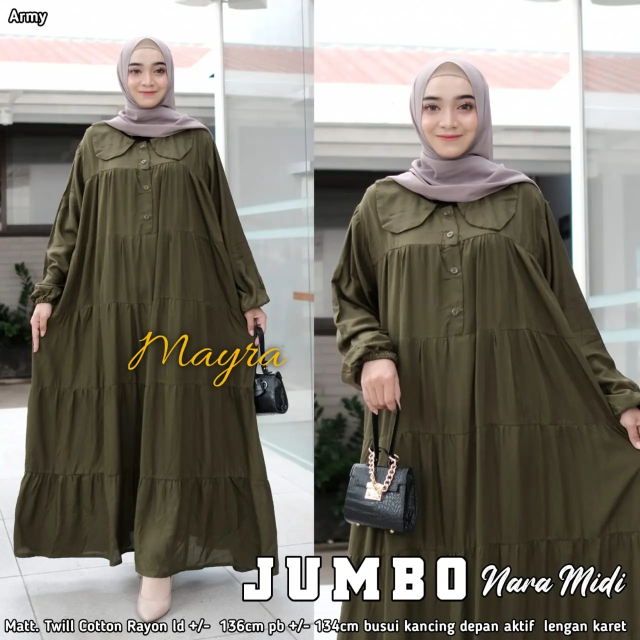 Gamis Polos Wanita Jumbo Dress Model Susun Kekinian LD 130 Muat BB 100 Warna Banyak Bahan Rayon Premium Busui Adem Lembut
