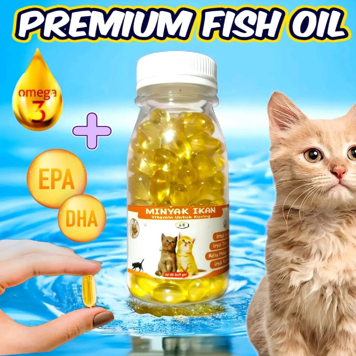 50 KAPSUL MINYAK IKAN VITAMIN KUCING & ANJING || VITAMIN PENGGEMUK KUCING & ANJING
