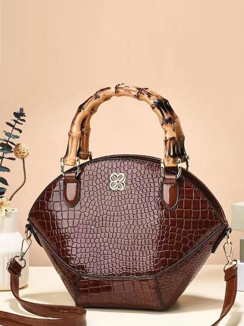 Product Introduction of Fashionable crocodile pattern decor Handbag, Elegant Pu Leather Zipper Shoulder Bag for Women, Casual Trendy Versatile Daily Commuting Bag, Girl Fashionable Shopping Bag 2