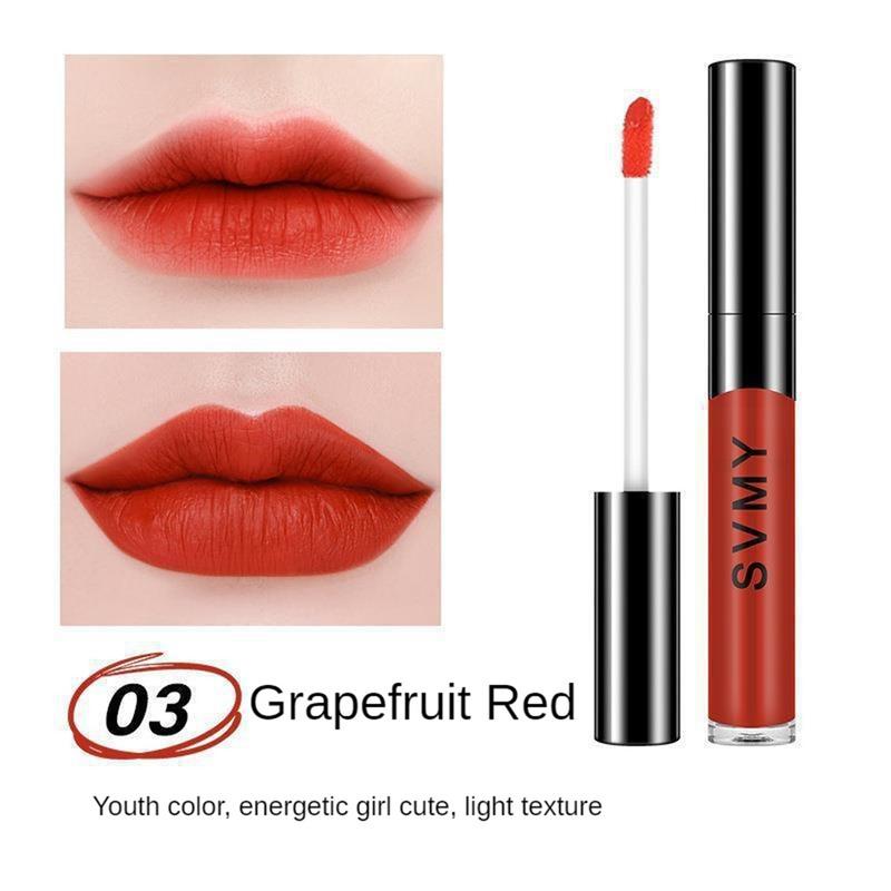 3PCS|SVMY Bright Charm Lip Glaze Grapefruit Red Matte eyebrow Pencil Black Eyeliner waterproof Beauty set 3