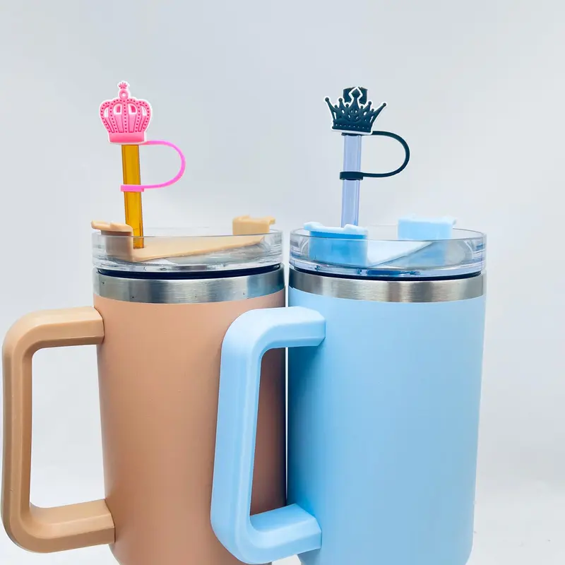 Random Color Silicone Straw Head Cover, 4pcs/set Reusable Straw Tip Cap, Cartoon Design Straw Dust Cap, Drinkware Accessories 2