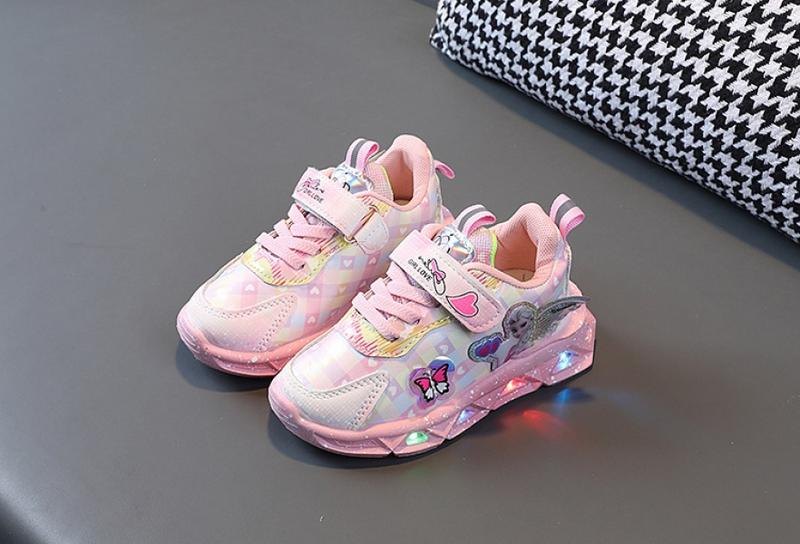 Product Introduction of with Light Girls' Shoes Spring and Autumn New Light Pumps Leather Fashionable Children's Sneakers Toddler Children Teens Princess Shoes 8