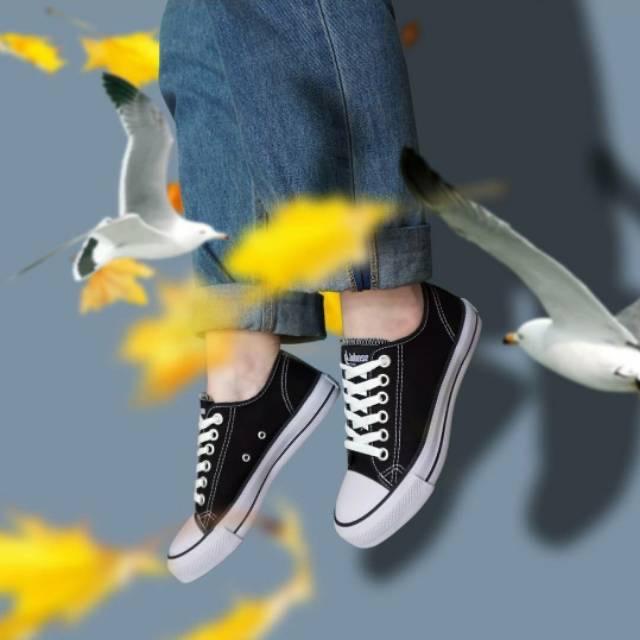 Johnson Basic LowCut Black White - Sepatu Johnson Original 100% Canvas Casual Karet  Shoes  Putih  Hitam  Pria  Sneakers 1