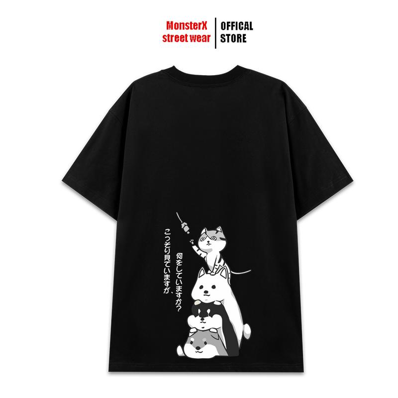 Áo thun tay lỡ form rộng Mèo Demm by Monster X Street