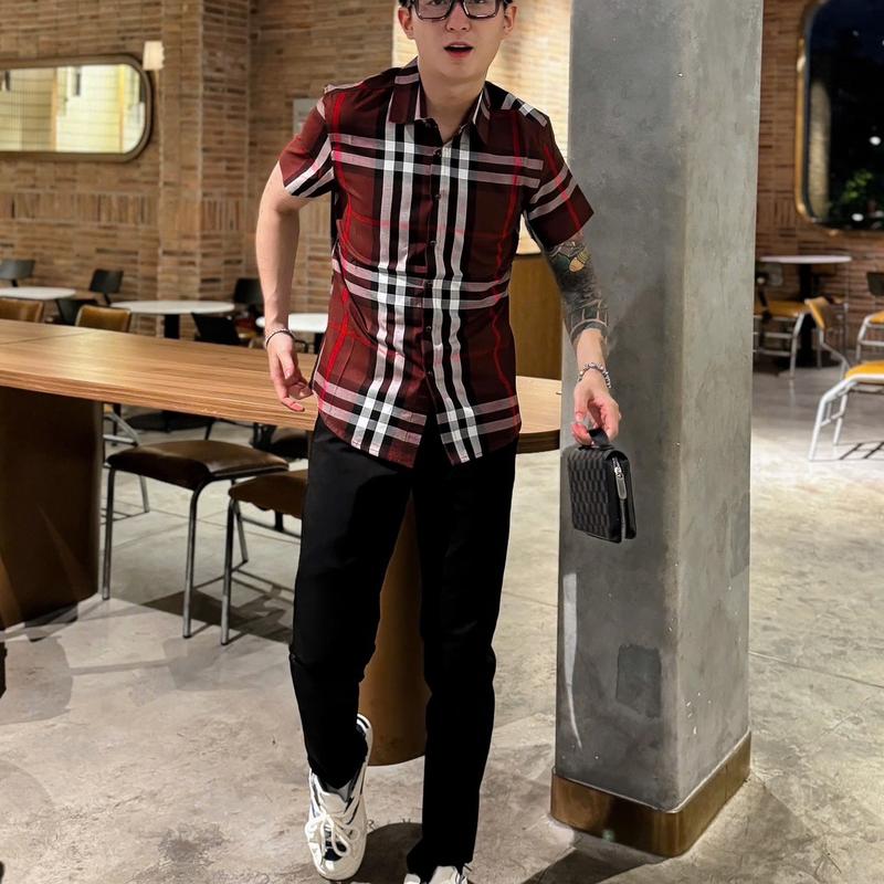 Áo sơ mi nam tay ngắn ,chất liệu cotton ,vải dệt kim cao cấp Menswear Có Cổ 5