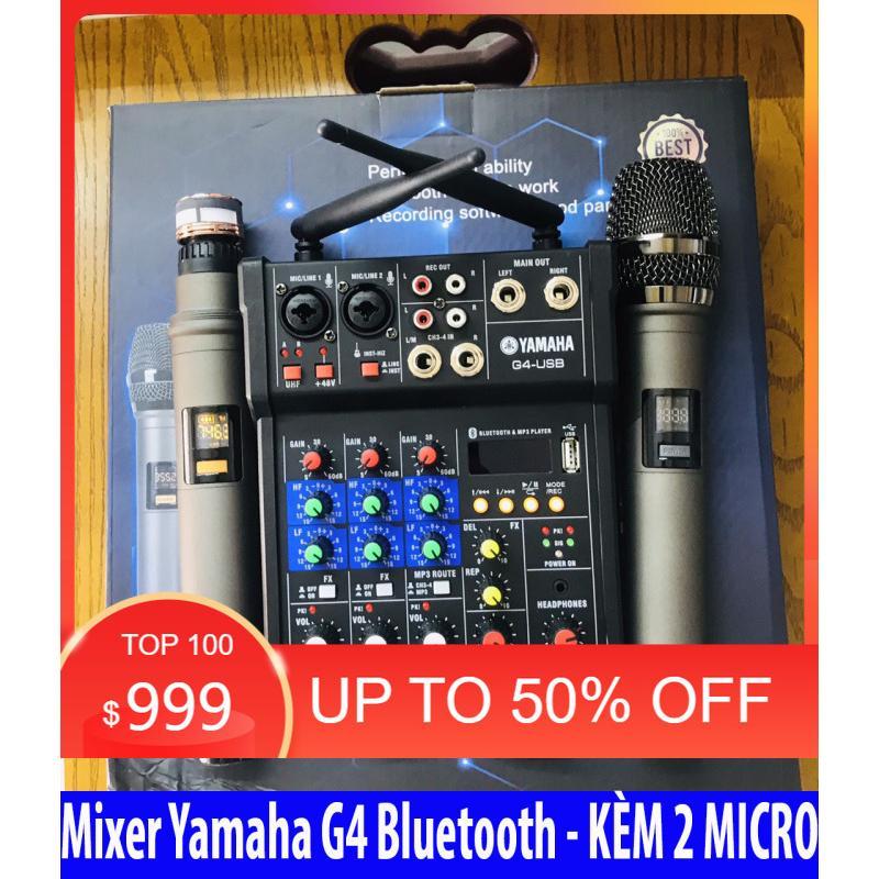 ( HÀNG CÓ SẴN ) Trọn Bộ Thu Âm Mixer G4 Bluetooth, Mixer G4 + Micro Không Dây Hát Karaoke-Livestream Rất Hay, Bộ Mixer  G4 Bộ Mixer G4 Usb Kèm Cặp Micro Không Dây Độ Nhạy Tốt, Chất Âm Hay