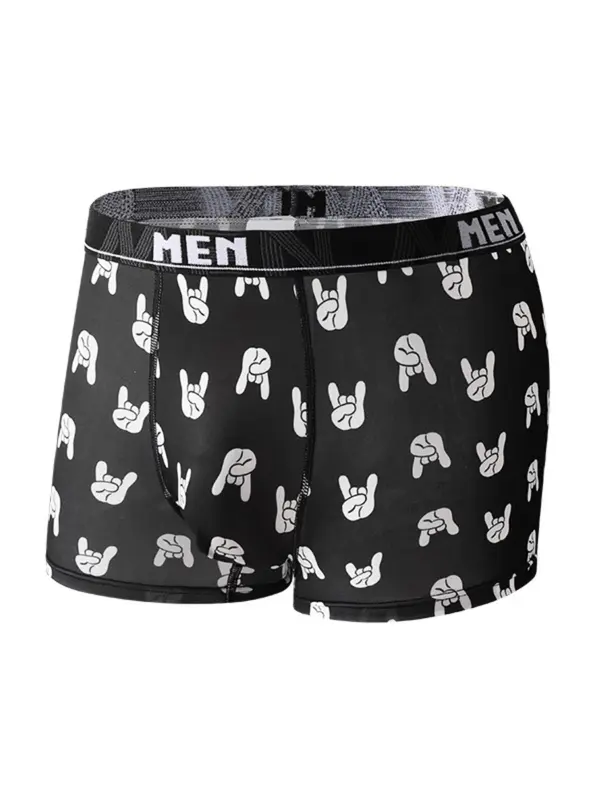 Men's Cartoon Bear & Letter Print Boxer Brief, Breathable Comfortable Underwear for Daily Wear, Casual Men's Underwear for All Seasons 3