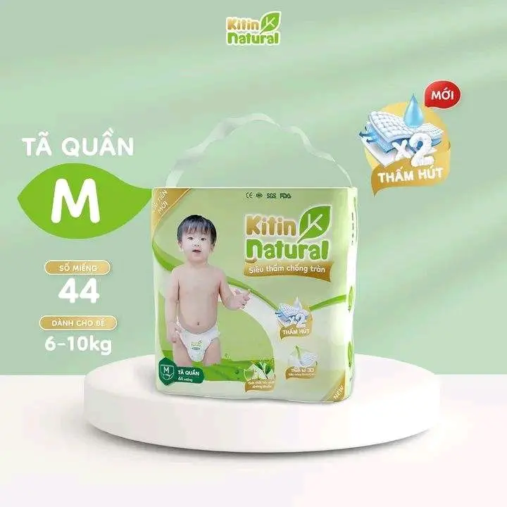 (Tích Điểm Đổi Xe) 1 Bịch Tã Bỉm Kitin Natural, đủ size Dán và Quần Cho Bé Voi Xe Đẩy 6