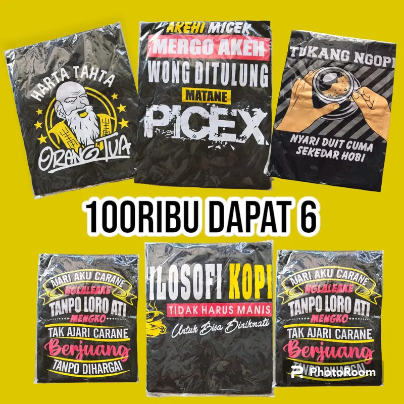 Kaos motif kata 100ribu dapat 6pcs 4