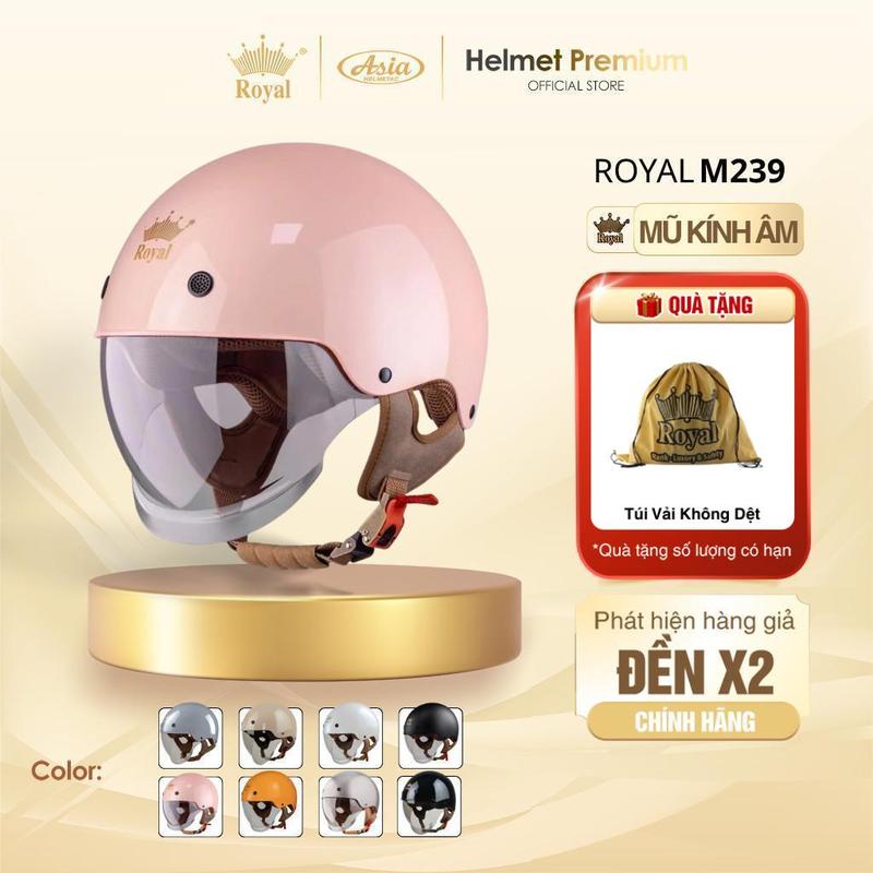   Full Màu  Mũ Bảo Hiểm 1 2 Nam Nữ Royal M239 - Kính Âm Chống Nắng Thông Gió Thời Trang Vỏ Nhựa Abs Chống Va Đập Bảo Hành 12 Tháng 
