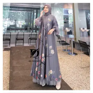 Alody Dress Premium  - silk armany printing berfuring mix tille bawah + organza lengan by Dumma