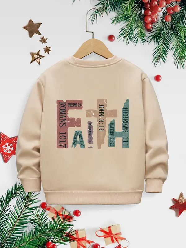 Boy's Letter Print Crew Neck Sweatshirt, Casual Long Sleeve Pullover for Fall & Winter, Kids Clothes for Daily Wear 1