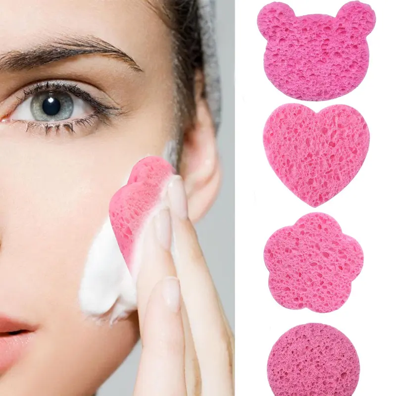 Heart/Bear Shaped Compressed Facial Sponges, 20pcs/set Natural Compressed Facial Sponge, Facial Skin Care Tool for Makeup Removal, Massage, Mask, Spa 7