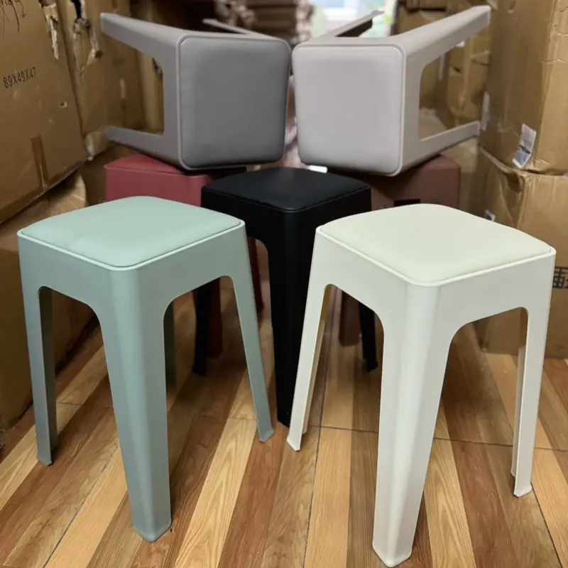Ghế đôn nhựa đệm da, ghế ăn gia đình 1