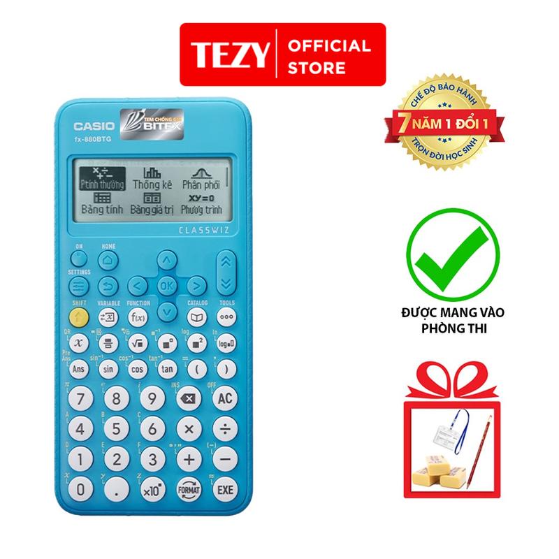 Product Introduction of Máy tính Casio Fx-880BTG Màu Xanh Chính hãng có hỗ trợ tiếng việt chuyên dụng mang vào phòng thi TEZYBOOK 50