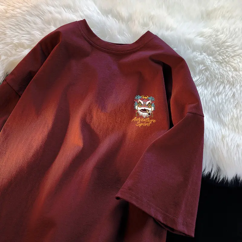 Quần Áo Nam, In Hình Thời Trang, Thiết Kế Năm Con Rồng, Áo Thun Cotton Nguyên Chất ngắn Tay, Thích Hợp Cho Thanh Niên Và Học Sinh Trung Học Cơ Sở, Trang Phục Chúc Mừng Năm Mới, Màu Đỏ, Năm 2025, Dành Cho Nam 4