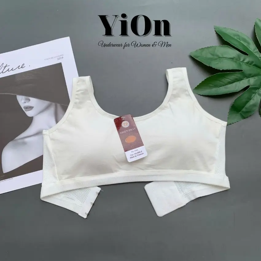 Áo lót nữ học sinh mút rời cài sau, áo lá học sinh cấp 2 màu trắng chất cotton phối su mã 040 YiOn Underwear
